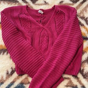 🌟Lace back crochet crop sweater